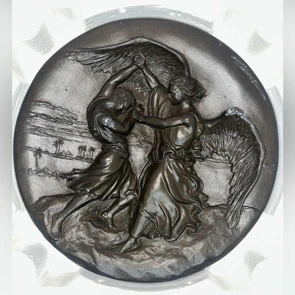 1987 Jacob and The Angel byRhodes Studios Treasures Of The Dore Bible Plate